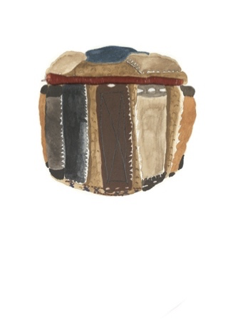 Watercolor of the Gboɣno Zipligu designed by Madóu Ghosh